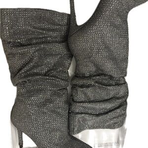 Jessica Simpson Women’s Layzer Silver Rhinestone Stilettos Scrunch Boots